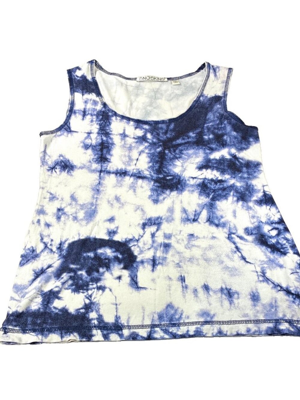 Sno Skins Tie Dye Tank Top XS Extra Small Blue White Marble Stretch Made in USA